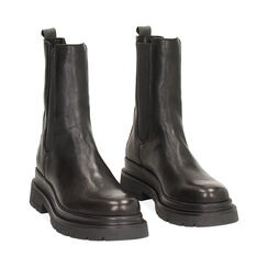 Stivali beatles neri in pelle lavata con suola in gomma, Primadonna, 261050502PANERO036, 002 preview