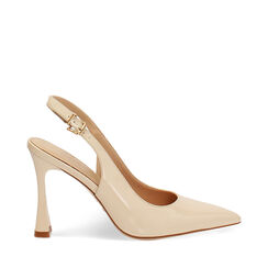 D&eacute;collet&eacute; slingback beige tacco 9,5 cm, Scarpe, 272141201VEBEIG035, 001a