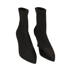 Botas al tobillo negras de tejido, tacòn 8,5 cm, Primadonna, 222162809LYNERO035, 002 preview