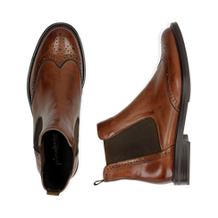 Chelsea boots cuoio in vera pelle, Stivaletti, 147729508PECUOI036, 003 preview