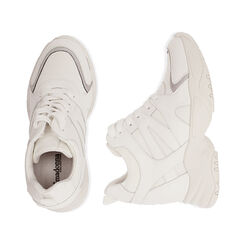 Sneakers bianche, zeppa 4 cm , Special Price, 182815552EPBIAN037, 003 preview