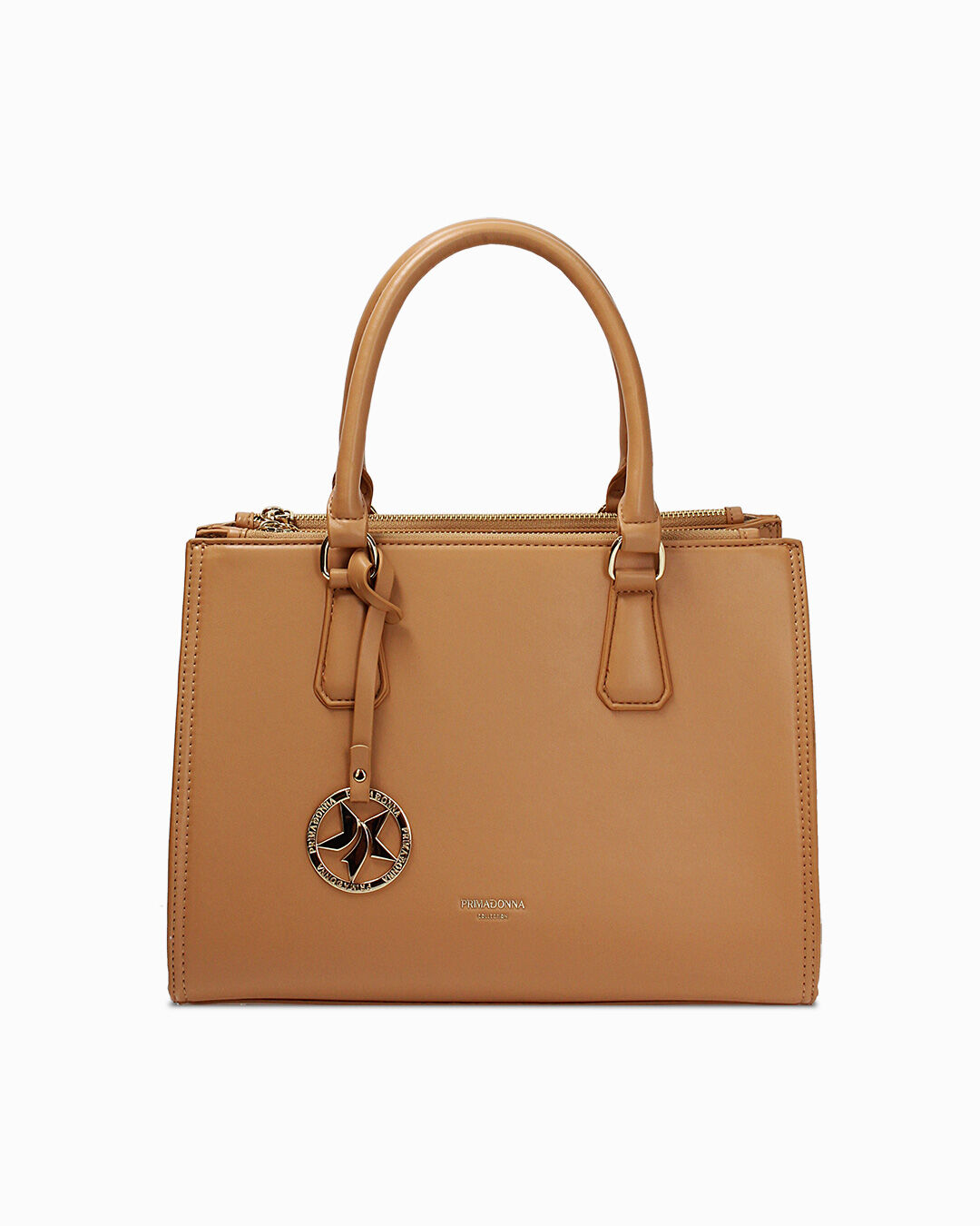Borsa a mano camel con tracolla removibile