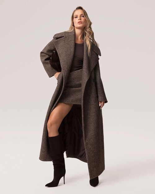 Cappotto marrone lungo classico da donna