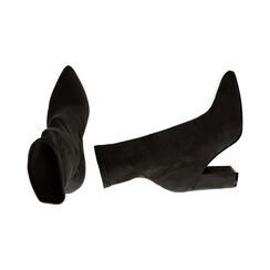 Ankle boots noirs en microfibre, talon 9 cm , Soldés, 183026535MFNERO037, 003 preview