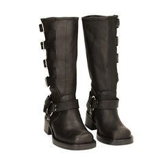 Bottines motardes avec boucles noires en nubuck, Primadonna, 22A507775NBNERO035, 002 preview