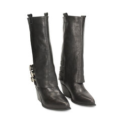 Tronchetti texani in pelle lavata neri con tacco 6 cm, Primadonna, 261020629PANERO036, 002 preview