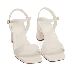 Sandali minimal bianchi, tacco 7,5 cm, Saldi, 214946332EPBIAN035, 002a