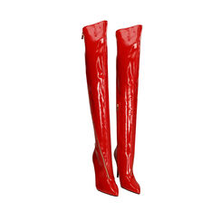 Stivali overknee rossi in naplack, tacco 10,5 cm , Primadonna, 202118622NPROSS038, 002a