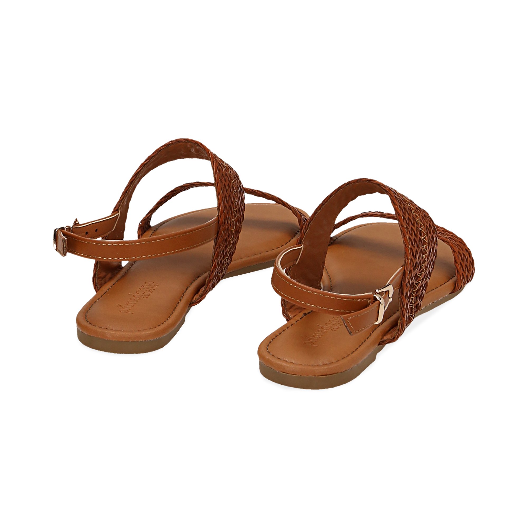 Sandali flat cuoio in eco-pelle intrecciata donna | Primadonna Collection