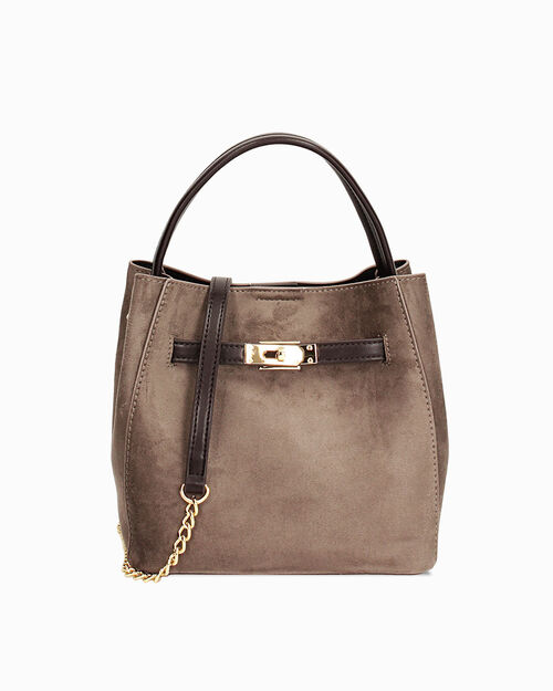 Mini bolsa taupe con correa removible, TAUPE