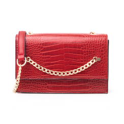Borsa rossa in eco-pelle effetto snake,