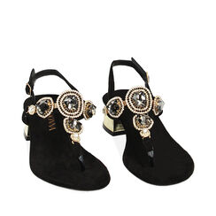 Sandalias con tacón negras de microfibra con piedras, Primadonna, 234946621MPNERO037, 002a