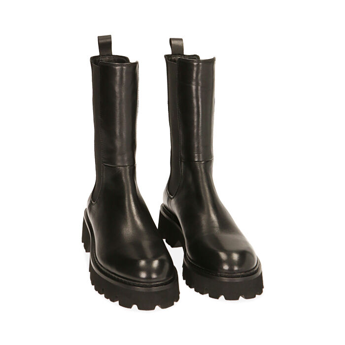 Bottines Chelsea femme en cuir noir talon 4 cm Primadonna