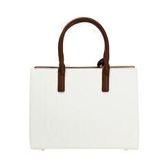 Borsa a mano donna bianca con manici cognac, Primadonna, 255701050EPBIANUNI, 004 preview