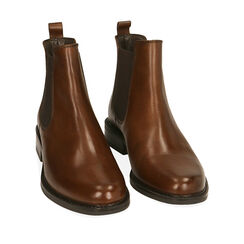 Chelsea Boots cognac en cuir, talon 3,5 cm , Primadonna, 20L921012PECOGN035, 002a