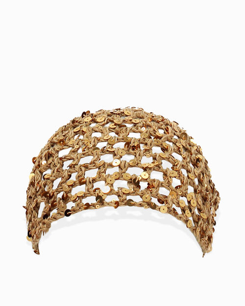 Cappello ad uncinetto beige-oro, MULTI COLOR