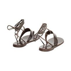 Sandalias bajos para mujer color marrón oscuro en cuero nappa, Primadonna, 25B816001VAMORO035, 004 preview
