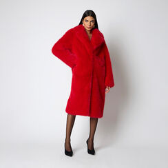 Élégant fourrure synthétique longue rouge pour femme, Primadonna, 26B400103FUROSSM, 002a