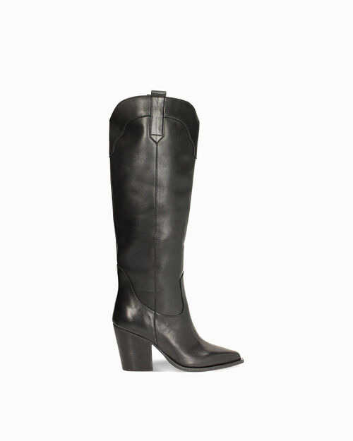 Bota cowboy negra tac&oacute;n 9 cm, BLACK