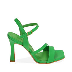 Sandali verde con punta quadra, tacco 10 cm, Primadonna, 19M824114EPVERD036, 001a