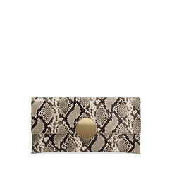 Pochette stampa pitone beige con tracolla removibile, Borse, 275130211PTBEIGUNI, 001a