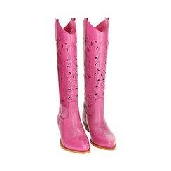 Stivali texani fucsia in pelle, tacco 5,5 cm, Primadonna, 21B814101PEFUCS036, 002 preview