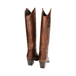 Stivali texani marroni in pelle, tacco 7,4 cm, Primadonna, 22B805008PEMARR035, 003 preview