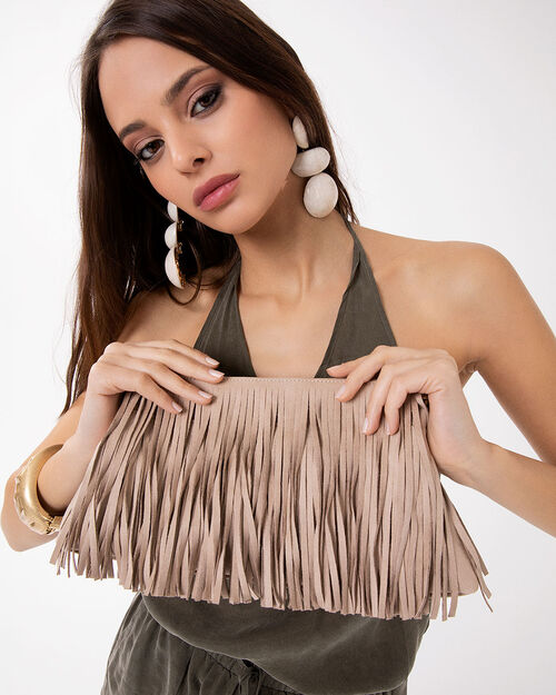 Pochette beige con dettagli chic, BEIGE