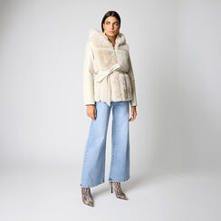 Giacca in pelo sintetico color panna, Primadonna, 268502310FUPANNL, 003 preview