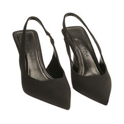Slingback nere in lycra, tacco 7,5 cm , SPECIAL SALE, 192161201LYNERO037, 002a