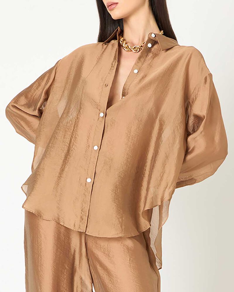 Camisa mujer bronce en tejido image number null