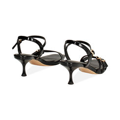 Sandalia con tacón mujer negro en charol, Primadonna, 254923913VENERO035, 004 preview