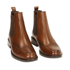 Chelsea boots cognac in pelle, Saldi, 18L921013PECOGN035, 002a