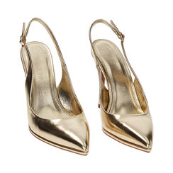 Décolleté slingback oro laminate, tacco 10 cm, Primadonna, 232186203LMOROG035, 002 preview