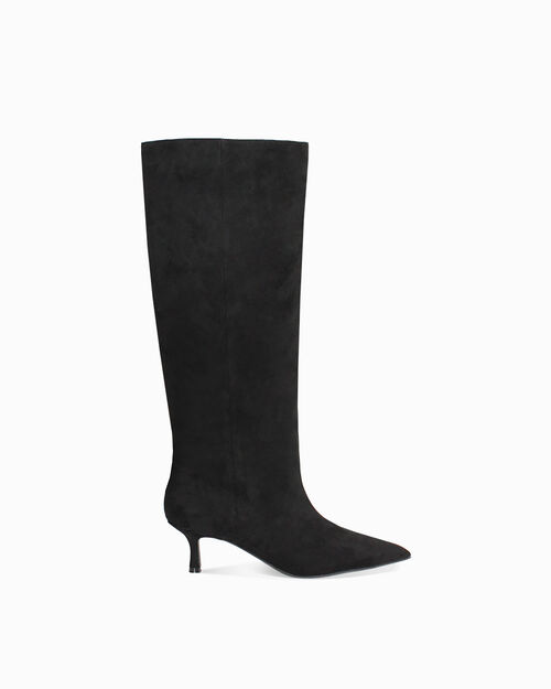 Bottes noires en microfibre avec talon de 5,6 cm, BLACK