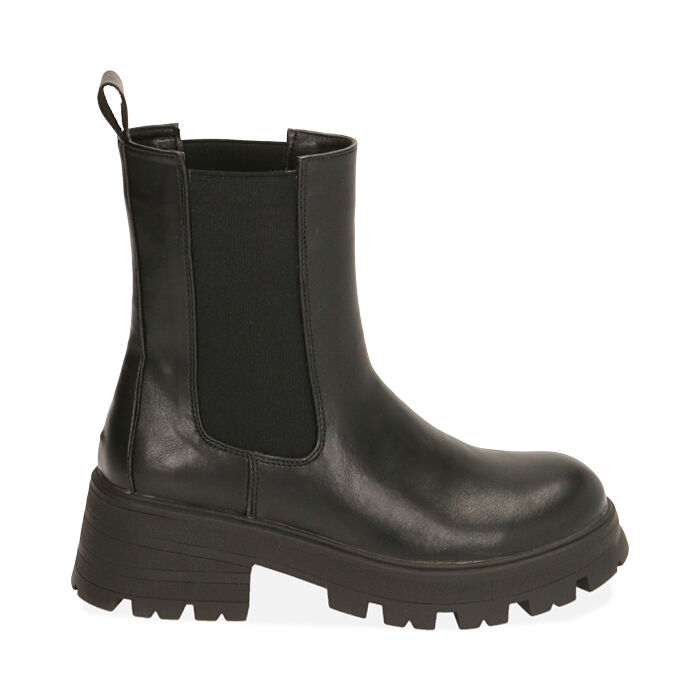 Chelsea boots neri, tacco 4,5 cm , Primadonna, 200635105EPNERO035