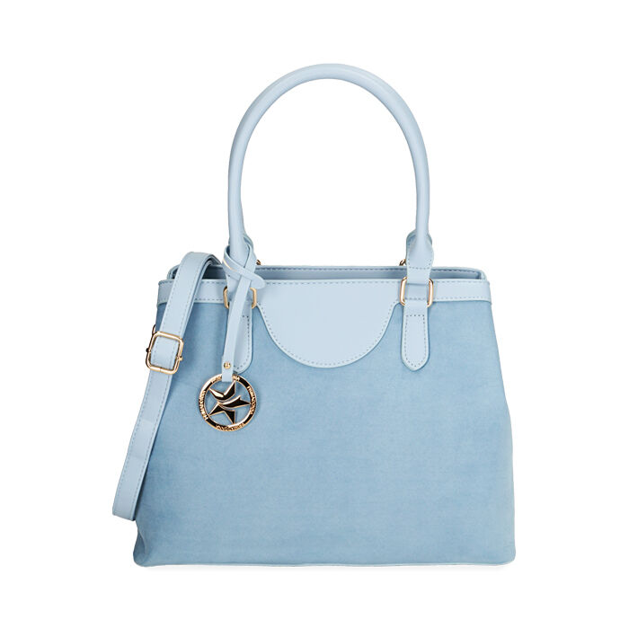 Bolsa de mano para mujer celeste de microfibra | Primadonna Collection
