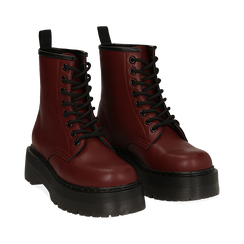 Anfibi platform bordeaux in eco-pelle, suola 4,50 cm , Stivaletti, 142800001EPBORD036, 002 preview