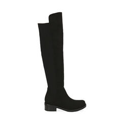 Bottes overknee noires en microfibre, talon 4,5 cm , Primadonna, 183025001MFNERO036, 001 preview