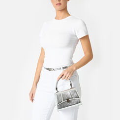 Mini sac femme argent en laminé, Primadonna, 255126063LMARGEUNI, 002a