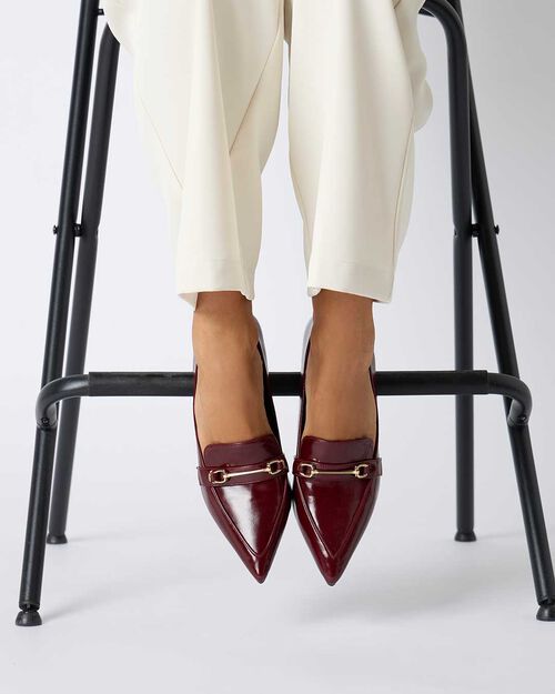 CHAUSSURES POUR FEMMES MOCASSINS SYNTHET, BURGUNDY