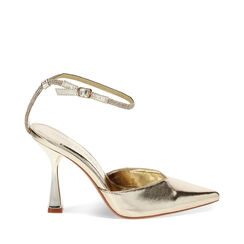 Décolleté slingback oro laminato, tacco 9,7 cm, 232193601LMOROG037, 001a