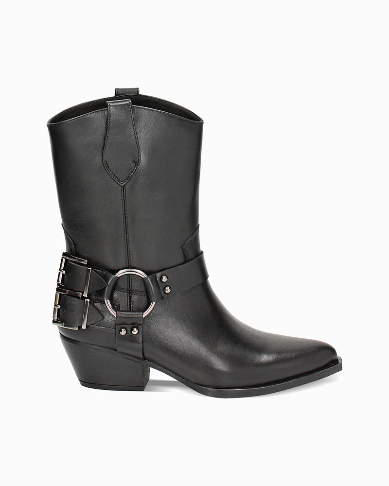 Tronchetti texani neri in pelle, tacco 5 cm image number null