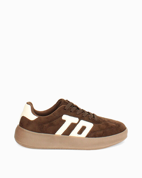 Sneakers testa di moro con tacco 4,5 cm, DK BROWN
