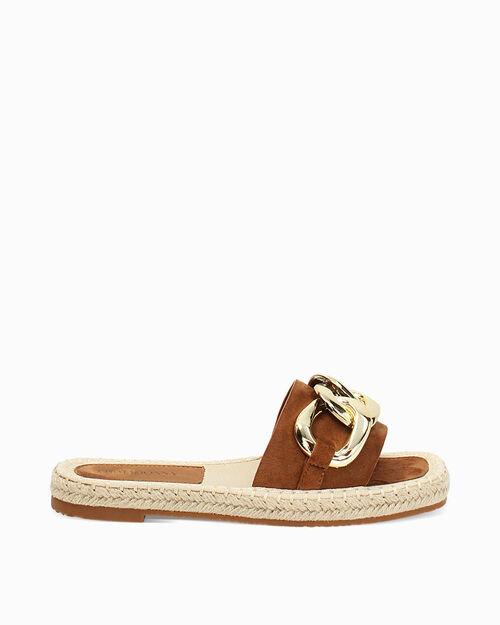 Sandali bassi cognac stile casual, COGNAC