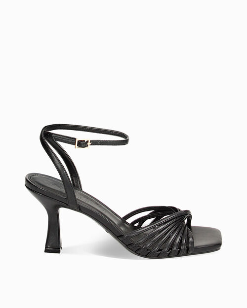 Sandali neri, tacco 7,5 cm, BLACK