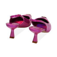 Décolleté slingback specchio fucsia, tacco 6 cm, Ultime Occasioni, 212141502SPFUCS036, 003 preview