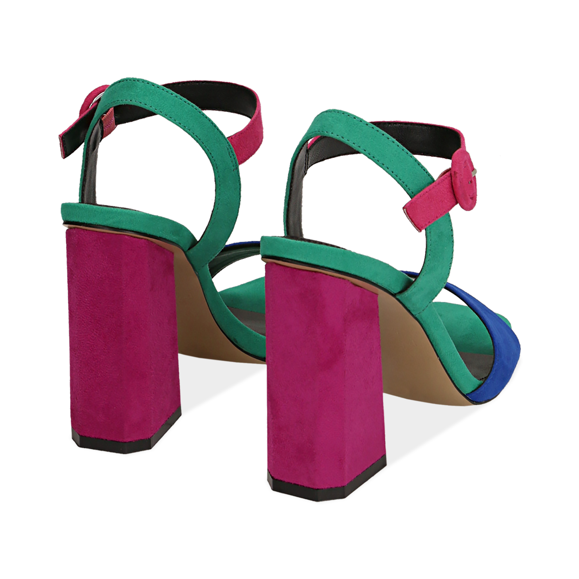 Sandalias en microfibra azul marino, tacón 10 cm | Primadonna Collection