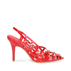 Décolleté slingback donna rosse in vernice laser cut, Primadonna, 252102821VEROSS035, 001a