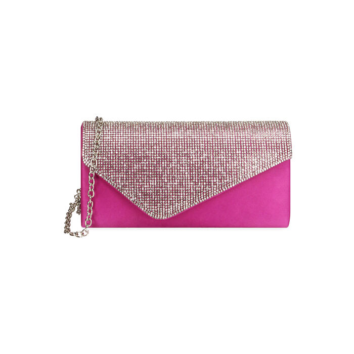 Bolso de mano mujer fucsia en raso y pedrería | Primadonna Collection